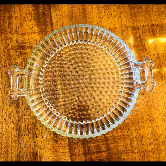 Vintage Crystal Glass Serving Plate With Handles - Picture 2 of 4